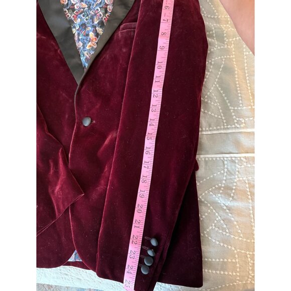 Paisley & Gray Burgundy Velvet Blazer Slim Fit 36R Retro Punk Goth Read - Picture 4 of 15